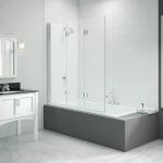 merlyn 1400x1500mm 3 panel folding hinged bath screen