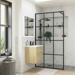 reflection icon black framed wetroom panel 1000mm