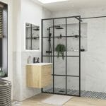 reflection icon black framed wetroom side panel 800mm