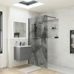 reflection icon black leaf design wetroom panel 1200mm