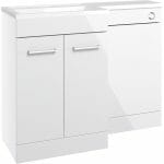 ventura 1100mm floor standing rh l shape pack w basin white gloss