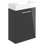 volga 410mm wall hung 1 door basin unit w basin anthracite gloss