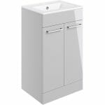 volga 510mm floor standing 2 door basin unit w basin grey gloss