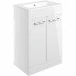 volga 610mm floor standing 2 door basin unit w basin white gloss