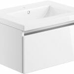 camel 615mm 1 drawer wall hung basin unit inc basin white gloss