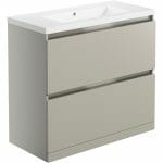 camel 815mm 2 drawer floor standing basin unit inc basin latte