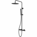 vema thermostatic shower column w fixed head riser matt black