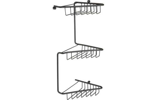 3 tier corner shower storage black