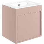 elchaig 510mm wall hung unit inc basin matt antique rose