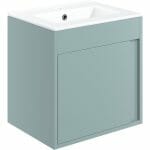 elchaig 510mm wall hung unit inc basin matt sea green