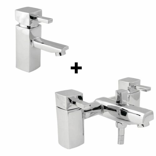 Deva Rubic Bath Shower Mixer & Basin Mixer Tap Bundle