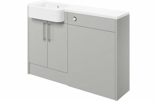 Albert 1242mm Basin & WC Unit Pack (LH) - Light Grey Gloss