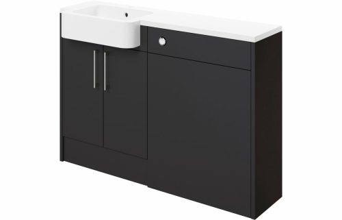 Albert 1242mm Basin & WC Unit Pack (LH) - Matt Graphite Grey