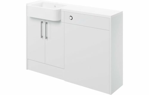 Albert 1242mm Basin & WC Unit Pack (LH) - White Gloss