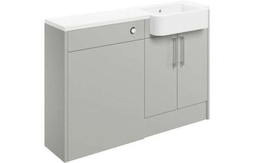 Albert 1242mm Basin & WC Unit Pack (RH) - Light Grey Gloss