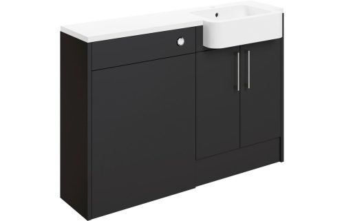 Albert 1242mm Basin & WC Unit Pack (RH) - Matt Graphite Grey