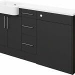 Albert 1542mm Basin, WC & 3 Drawer Unit Pack (LH) - Matt Graphite Grey