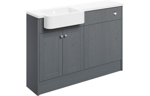 Beam 1242mm Basin & WC Unit Pack (LH) - Grey Ash