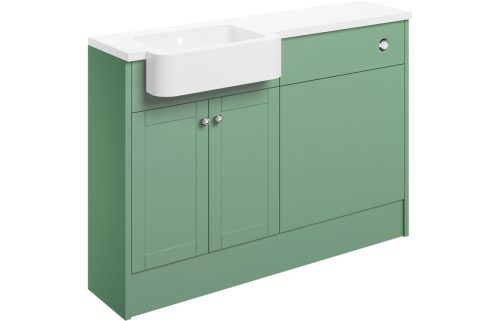 Beam 1242mm Basin & WC Unit Pack (LH) - Matt Sage Green