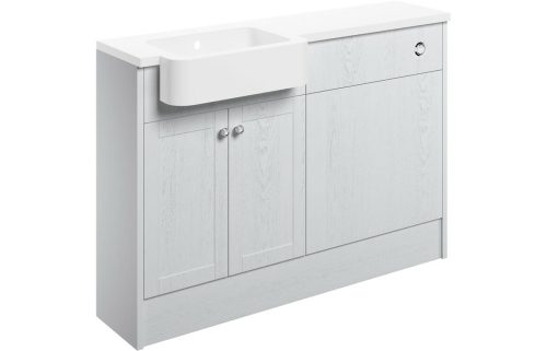 Beam 1242mm Basin & WC Unit Pack (LH) - Satin White Ash