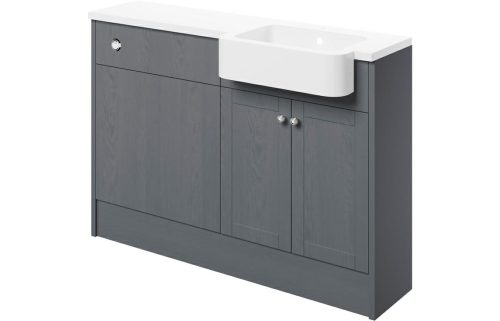 Beam 1242mm Basin & WC Unit Pack (RH) - Grey Ash