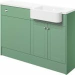 Beam 1242mm Basin & WC Unit Pack (RH) - Matt Sage Green