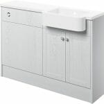 Beam 1242mm Basin & WC Unit Pack (RH) - Satin White Ash