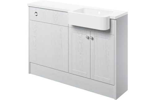 Beam 1242mm Basin & WC Unit Pack (RH) - Satin White Ash