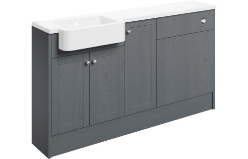 Beam 1542mm Basin, WC & 1 Door Unit Pack (LH) - Grey Ash