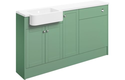 Beam 1542mm Basin, WC & 1 Door Unit Pack (LH) - Matt Sage Green