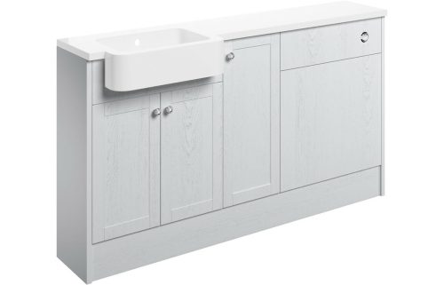 Beam 1542mm Basin, WC & 1 Door Unit Pack (LH) - Satin White Ash