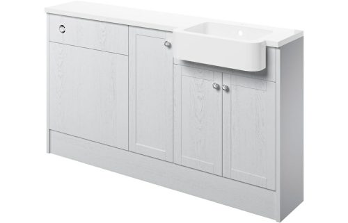 Beam 1542mm Basin, WC & 1 Door Unit Pack (RH) - Satin White Ash