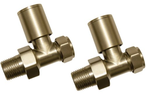 Brushed Brass Radiator Valves - Angled