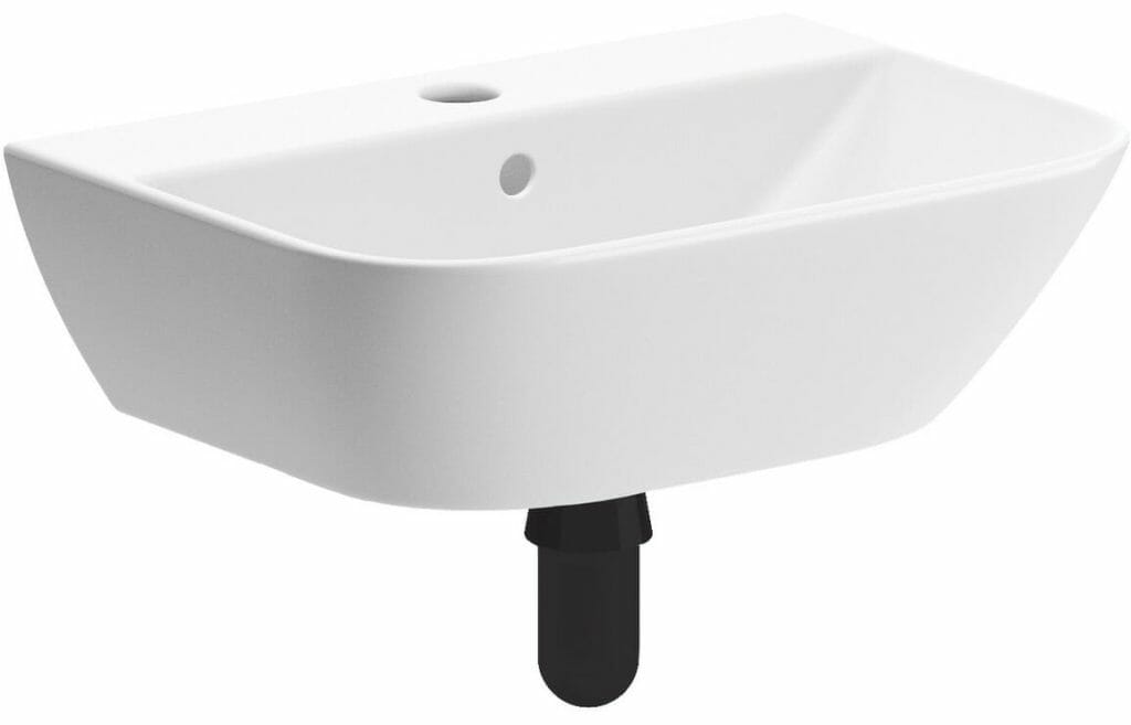 Cedar 450x320mm 1TH Cloakroom Basin & Black Bottle Trap