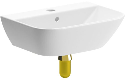 Cedar 450x320mm 1TH Cloakroom Basin & Brushed Brass Bottle Trap