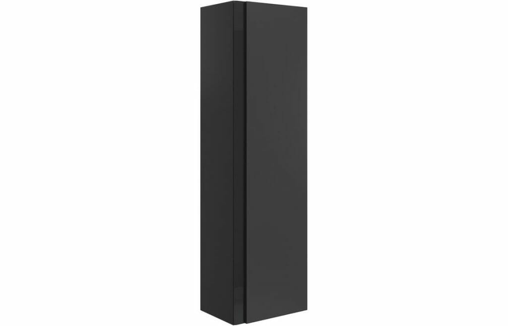 Distinct 350mm Wall Hung 1 Door Tall Unit - Matt Black & Glass