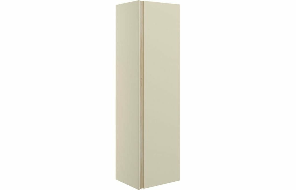 Distinct 350mm Wall Hung 1 Door Tall Unit - Matt Cotton & Oak Effect