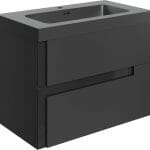 Distinct 805 Wall Hung 2 Drawer Basin Unit & Co-ordinating Basin - Matt Black & Glass