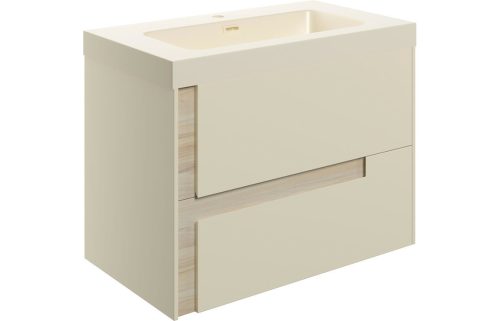 Distinct 805 Wall Hung 2 Drawer Basin Unit & Co-ordinating Basin - Matt Cotton & Oak Effect