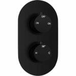 Matt Black Twin Shower Valve - Two Outlet