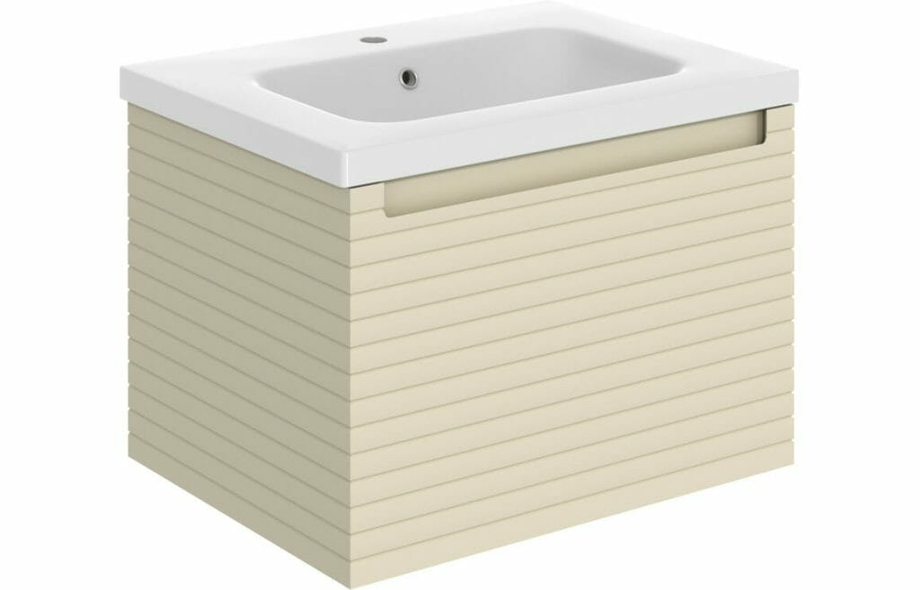 Orient 615mm Wall Hung 1 Drawer Basin Unit & Basin - Matt Cotton