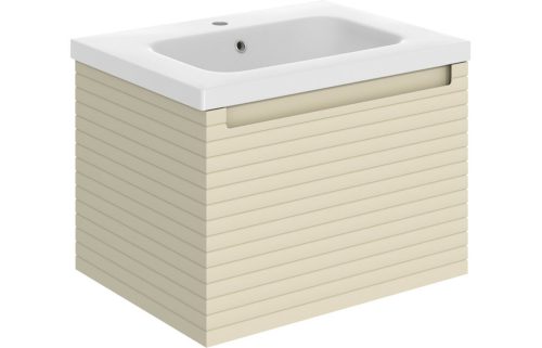 Orient 615mm Wall Hung 1 Drawer Basin Unit & Basin - Matt Cotton