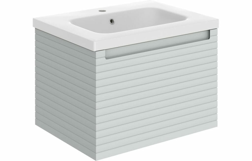 Orient 615mm Wall Hung 1 Drawer Basin Unit & Basin - Matt Mineral Grey