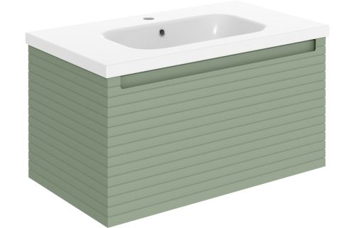 Orient 815mm Wall Hung 1 Drawer Basin Unit & Basin - Matt Willow Green