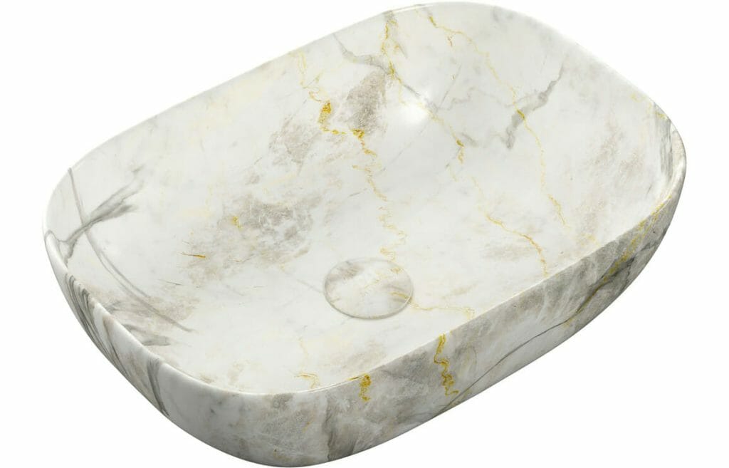Otille 460x330mm Ceramic Washbowl - White Marble Effect