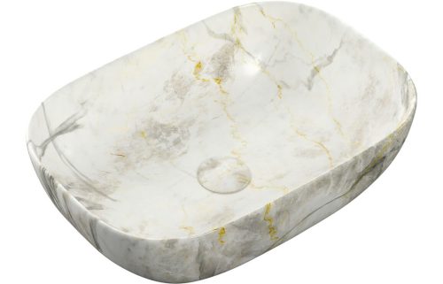 Otille 460x330mm Ceramic Washbowl - White Marble Effect