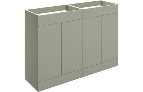 Stour 1180mm Floor Standing 4 Door Basin Unit (No Top) - Matt Olive Green