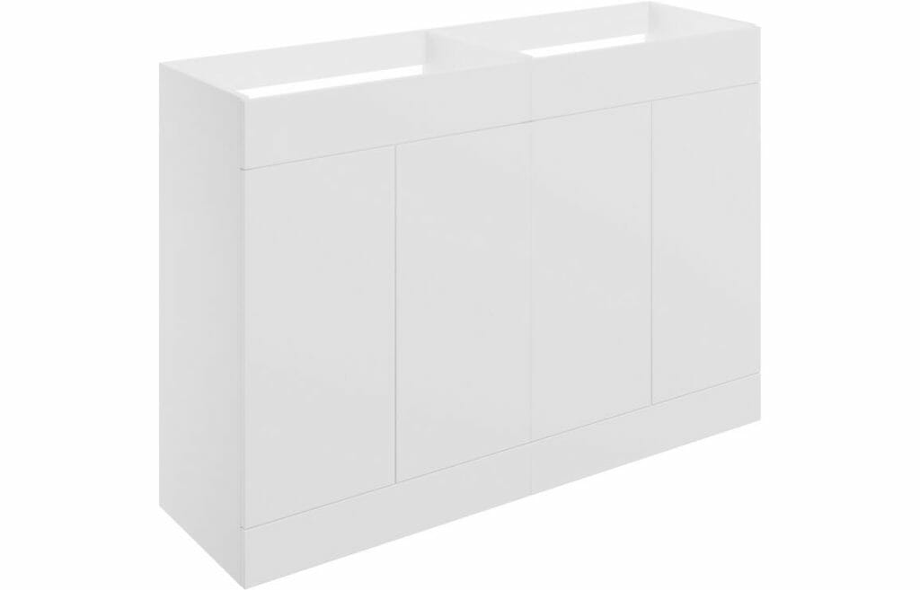 Stour 1180mm Floor Standing 4 Door Basin Unit (No Top) - Matt White