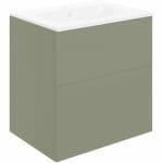 Stour 610mm Wall Hung 2 Drawer Basin Unit & Basin - Matt Olive Green