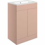 Stour 615mm Floor Standing 2 Door Basin Unit & Basin - Matt Antique Rose